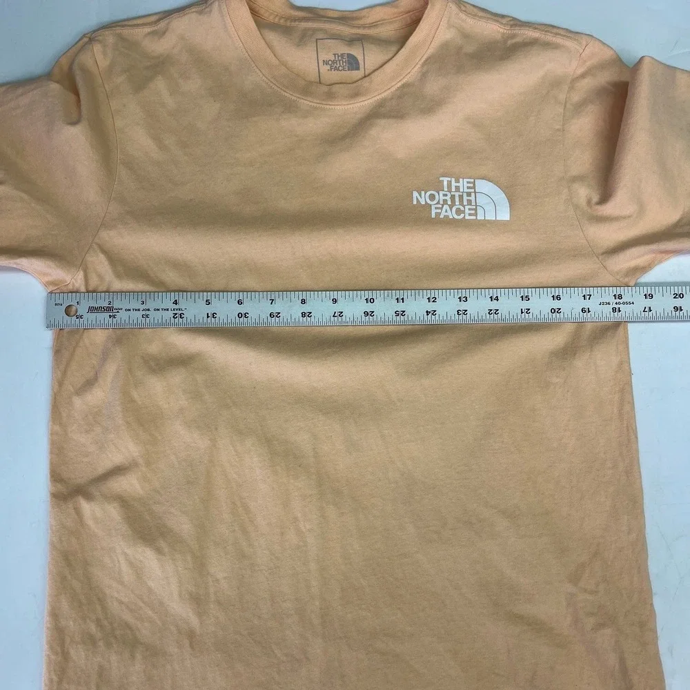 The North Face Mens Peach Graphic Short Sleeve T-Shirt Blue Box Logo Size‎ S
